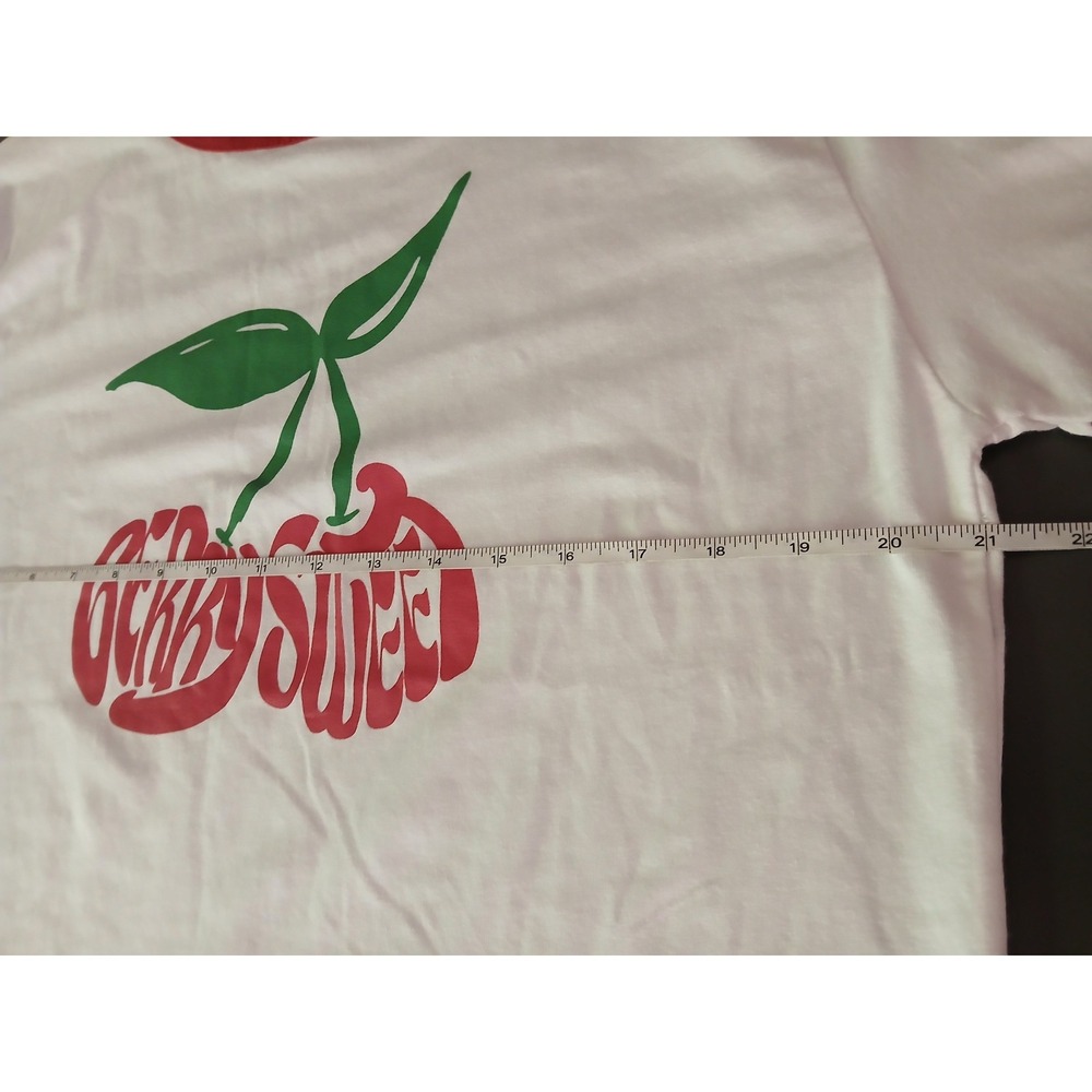 Nasty Gal Cherry Graphic Ringer Baby T-shirt White Red XL New Berry Sweet - Picture 6 of 9
